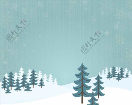 矢量圣诞节森林白雪背景