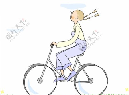 卡通人物骑自行车动态视频