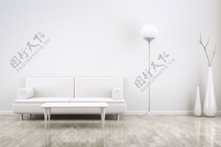 白色北欧风客厅装修效果沙发背景