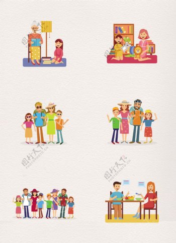 扁平化卡通温馨家庭人物设计