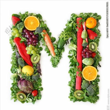 蔬菜水果组成的字母