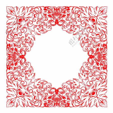 红色复古底纹怀旧中国风方形装饰素材设计