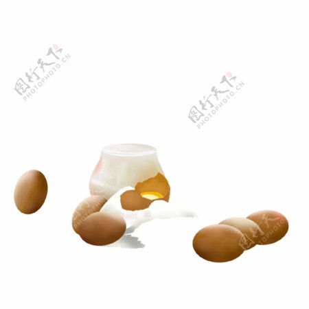 手绘牛奶和鸡蛋营养食物设计可商用元素