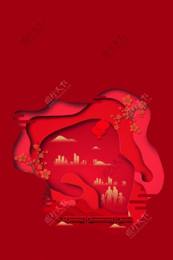 喜庆2019猪年折纸风艺术背景素材
