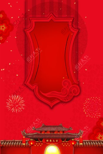 红色喜庆猪年新年背景素材