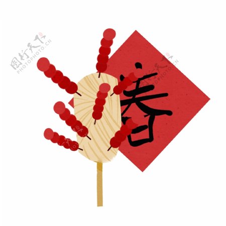 中国风春节糖葫芦新年喜庆红色手绘素材