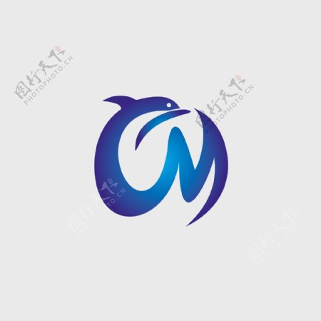 蓝色标志海豚标志logo
