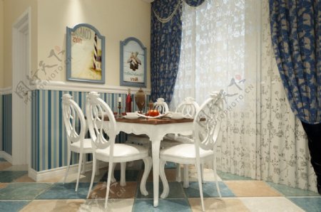 地中海田园餐厅室内装饰装修效果图