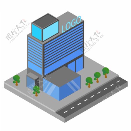 2.5D立体城市商务办公楼建筑元素可商用