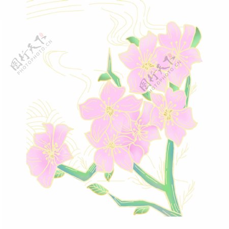 粉色兰花流光溢彩手绘设计可商用元素