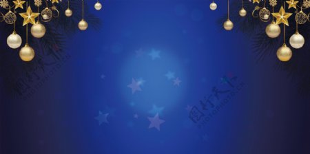 梦幻蓝色圣诞装饰背景素材