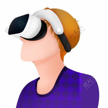 简约科技风带着VR眼镜的男生