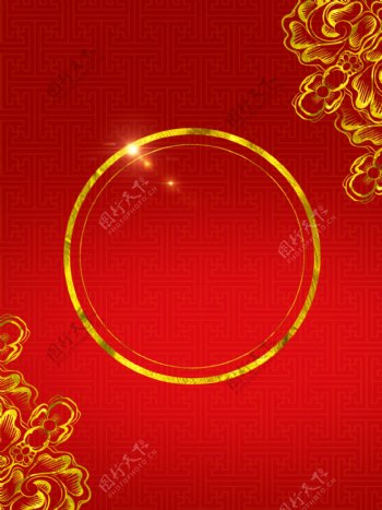 红色中国红喜庆金色创意背景设计