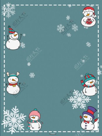 彩绘雪人雪花圣诞节背景设计