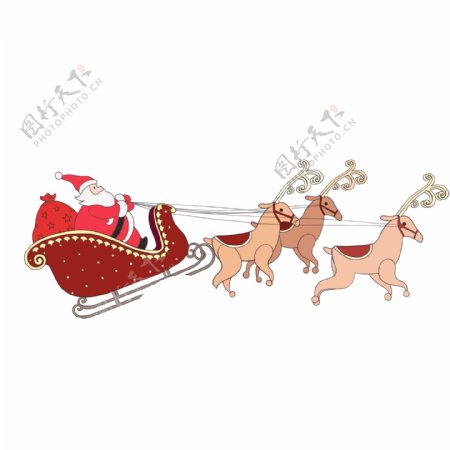 卡通圣诞节派礼物的圣诞老人和驯鹿设计