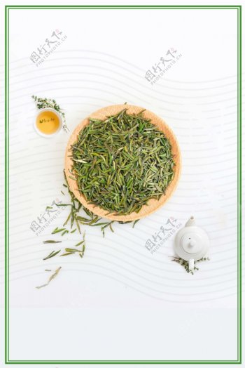 传统绿茶海报背景