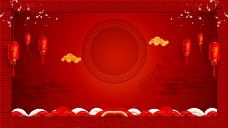 中国风红色喜庆猪年背景设计