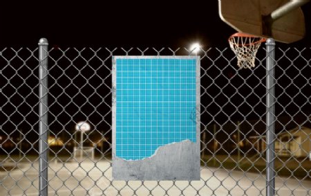 篮球场海报样机