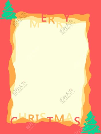 边框背景圣诞节红绿色圣诞树简约背景