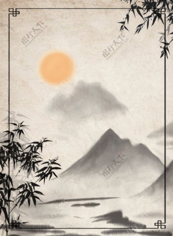 原创复古水墨中国风边框背景