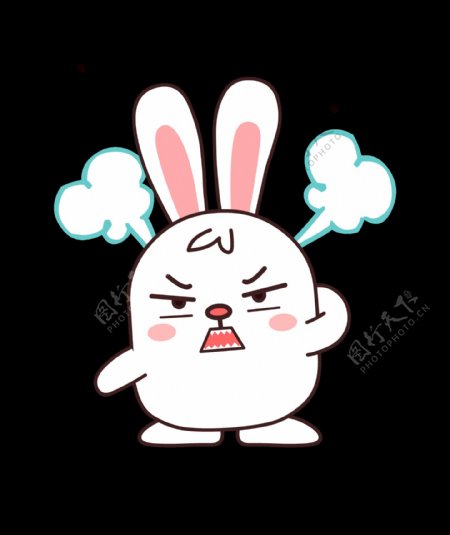 呆狸长长兔卡通兔子表情