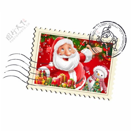 圣诞邮票小贴纸圣诞节素材psd分层可商用