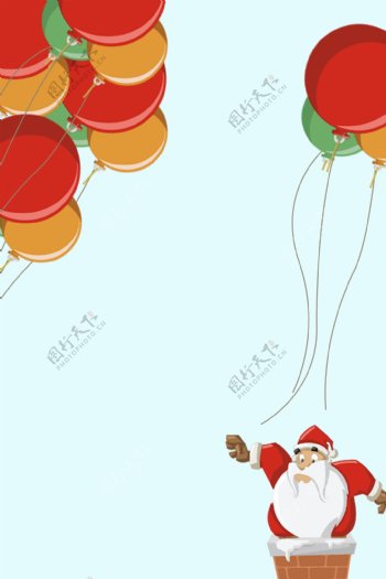 热气球手绘卡通圣诞节背景图