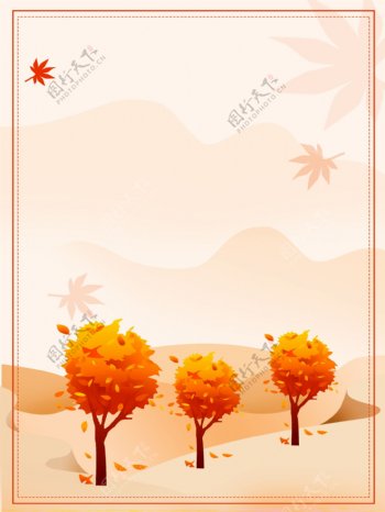 秋季大树落叶边框背景