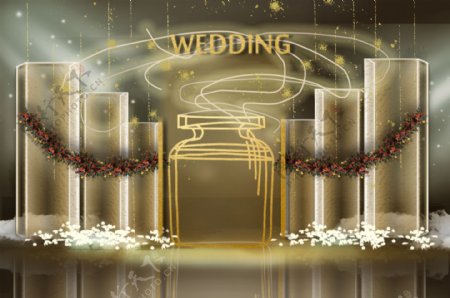 金色渲染婚礼效果图