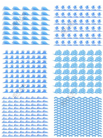 微立体手绘风蓝白海浪底纹可商用元素套图