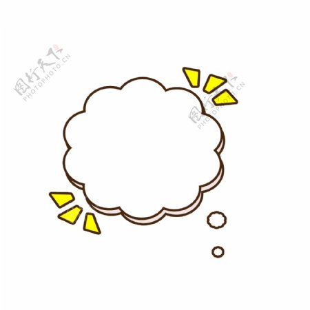 卡通可爱黄色云朵气泡框对话框边框元素