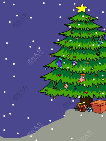 平安夜圣诞卡通彩色背景图