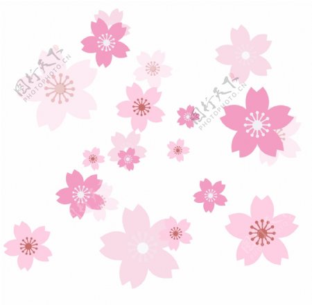 手绘植物粉红漂浮花瓣