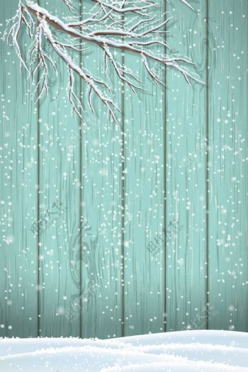 浪漫树林雪景背景