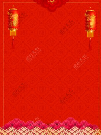红色猪年灯笼背景设计