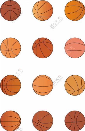 篮球节日卡通手绘扁平渐变运动体育