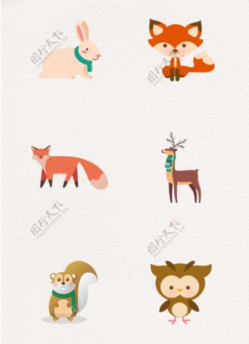 简约可爱6组冬季动物设计