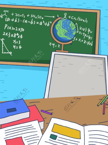 数学课教学黑板场景背景