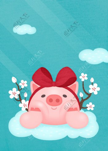 可爱2019猪年春节形象背景素材