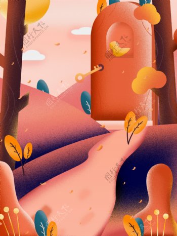 彩绘秋季背景素材