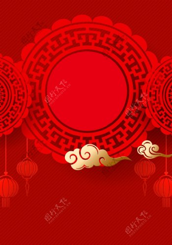 复古中国风猪年新春背景模板