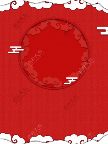 中国风红色边框底纹背景