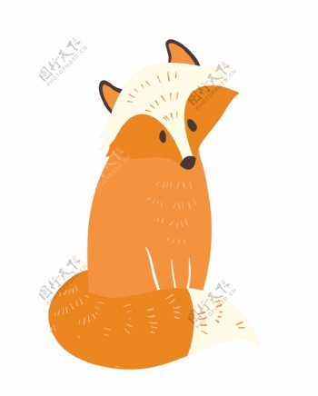 狐狸动物手绘扁平卡通