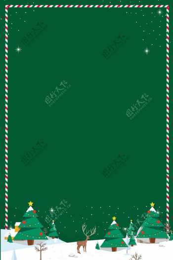 简约绿色圣诞节边框背景素材
