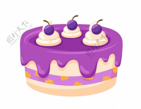 矢量清新紫色蛋糕元素