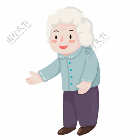 卡通白发花花的老奶奶人物设计