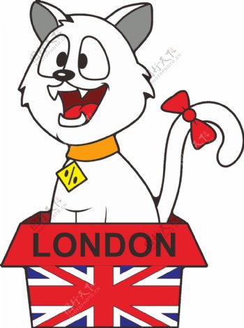 卡通伦敦礼物猫矢量