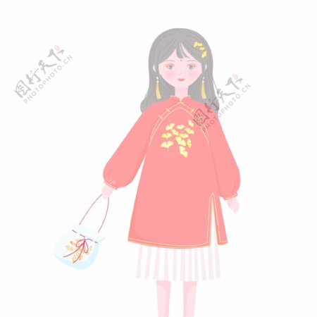 小清新中国风装扮女孩人物设计
