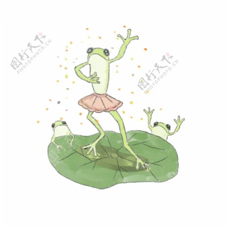 动物跳舞的青蛙手绘插画