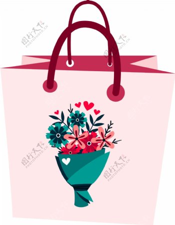 购物袋鲜花礼品元素可商用